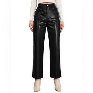 SHEIN faux leather pants, high waist, straight leg, size medium